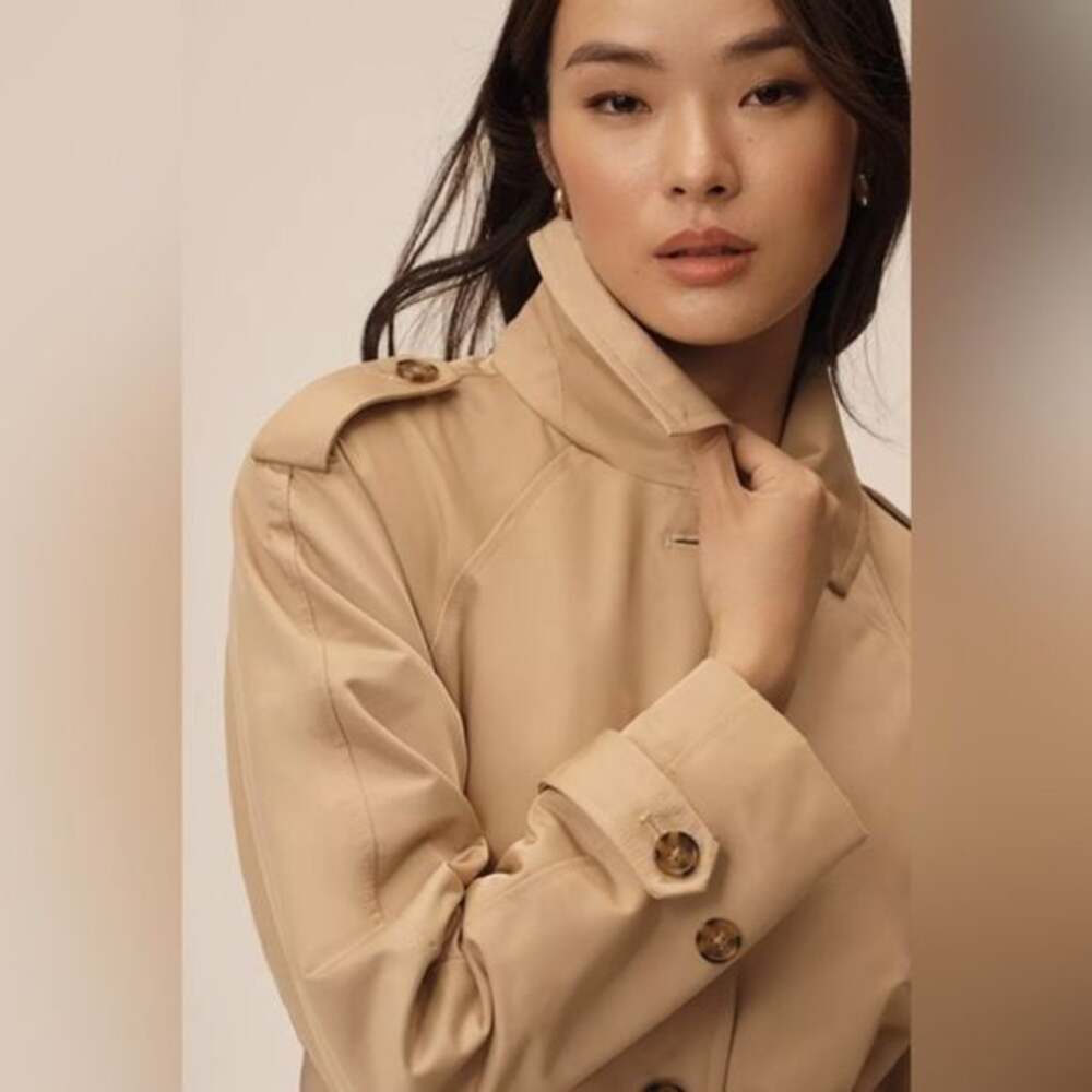 ELLEN TRACY Khaki Short Trench Coat Sz S
